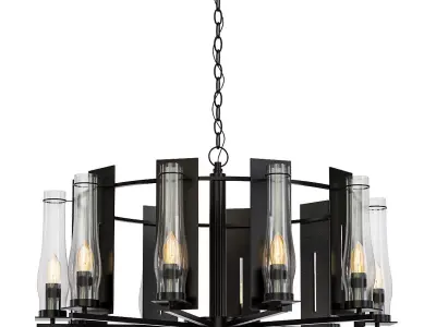 Ships light chandelier with clear glass cylinders 3D model