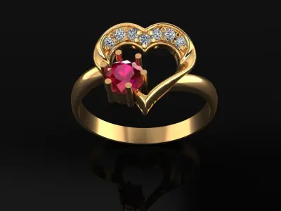 Women Ring 74 beautiful heart shape diamond engagement women 3D print model