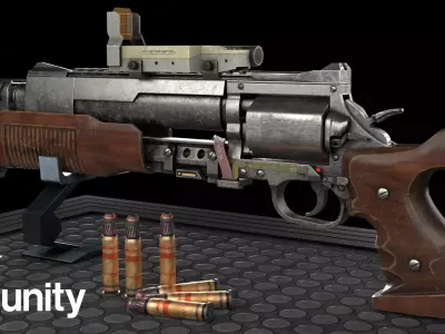 Game Ready Sci-Fi Revolver Pistol Low-poly 3D model