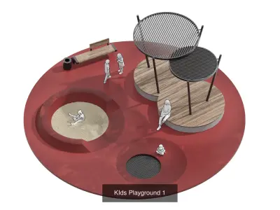 Playground set parkland design 3D Model Pack