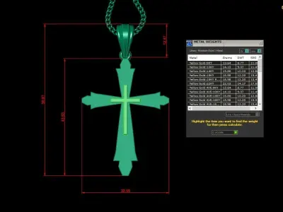 Light Gold 18K Cross Pendant 2CP033 3D print model