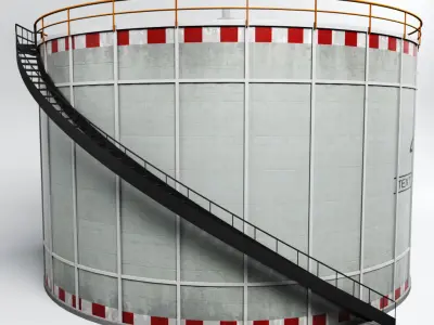 Oil tank gas industrial cylinder Low-poly 3D model