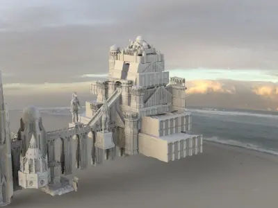 Ancient Structure Bridge Towers Small 3D model