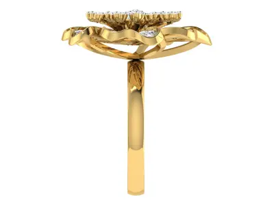 Light Weight Yellow Gold Diamond Ring -DDS RN 269 3D print model