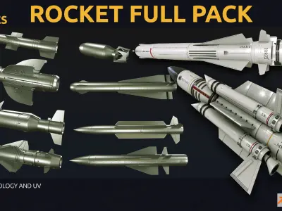 rocket full pack  Low-poly 3D model
