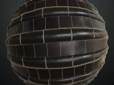 Glossy Obsidian Stacked Convex Tiles PBR Seamless Texture
