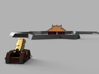 Coehorn mortar cannon Low-poly 3D model