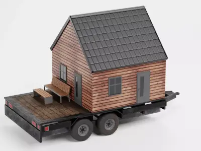 Tiny House V1 - Wooden Cabin Low-poly 3D model