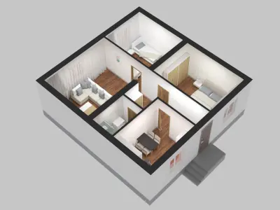 1 Storey House 3D Plan 3D model