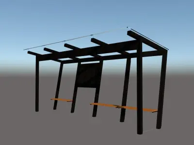 Modern bus stop Low-poly 3D model
