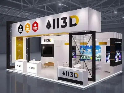 Exhibition Stand Stall 3 Side Open 8X6 3D model