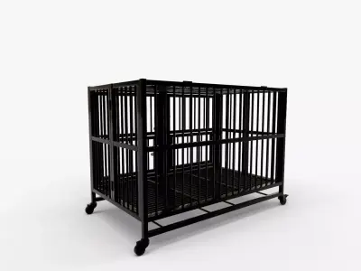Wonline Heavy Duty Folding Metal Dog Cage Rolling Double Door 3D model