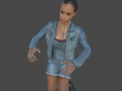 Jeans Girl Rigged Low-poly 3D model