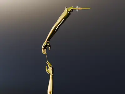  separating hands gold earring  3D print model