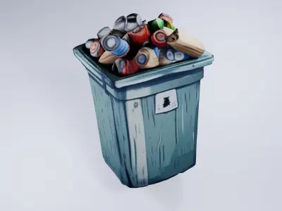 Low Poly Trash Can - Stylized Urban 3D Model 3D model