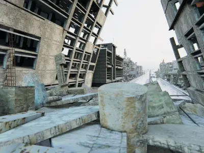 Ruined City Destroyed Cityscape 3D model