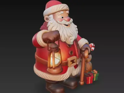 Cozy Lantern Santa -Z Warm Christmas Sculpture 3D Model 3D print model