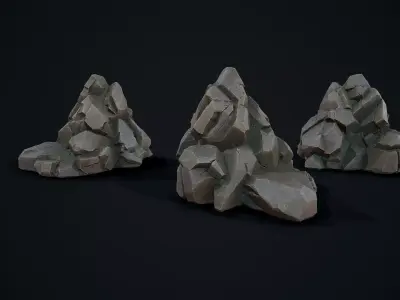 Stylized Gray Stone moss 10 Low-poly 3D model
