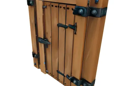 Rustic Wooden Garden Gate with Hardware Low-poly 3D model