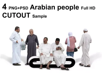 4 PNG and PSD Arabian people Full HD CUTOUT Sample Free 3D model