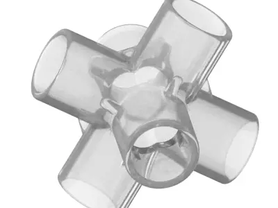 Transparent Six Way Fitting 3D model