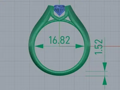 unisex diamond ring 3D print model purchase