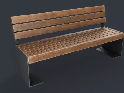 Modern Outdoor Bench 13 PBR Game Ready Low-poly 3D model