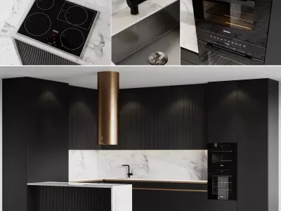 Kitchen 4 modern gold 3D model