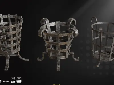 30 Medieval Torches  Lantern   Low-poly 3D model