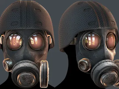 Gas mask helmet 3d model scifi Low-poly  Low-poly 3D model 180