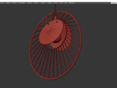 MAGDALENA circular pendant light in brass and wood Low-poly 3D model