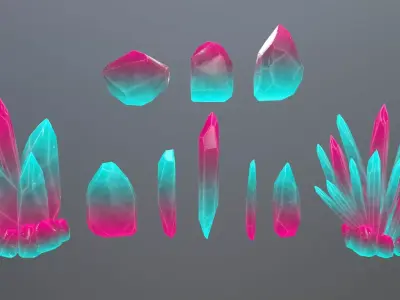 Crystal Set pencil Low-poly 3D model purchase