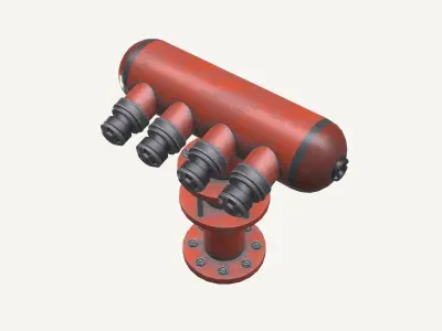 Industrial Water Hydrant Low-poly 3D model