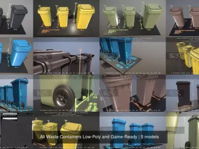 All Waste Containers Low-Poly and Game-Ready 3D Model Pack