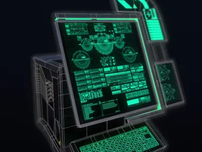 Sci-Fi Console-Computer 6 Low-poly 3D model