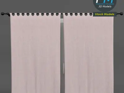 Window with frame and curtains 3D model