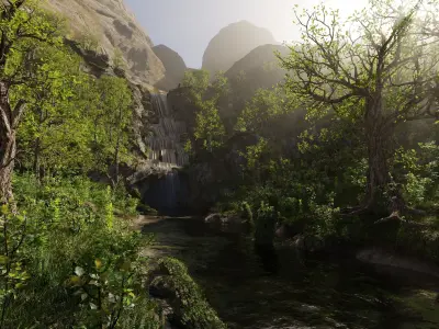 Small Waterfall Scene 3D model