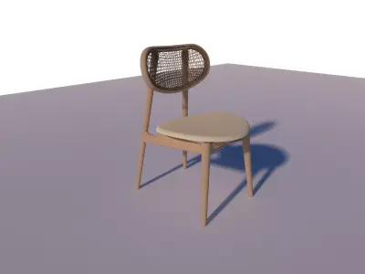 Modern Wooden Dining Chair Clean and Real Scale 3D model