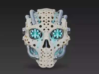 Biomechanical Skull Mask 3D Model Low-poly 3D model