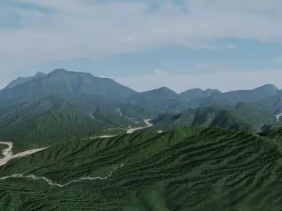 Grassy Hills Mountains Landscape - South America 3D model