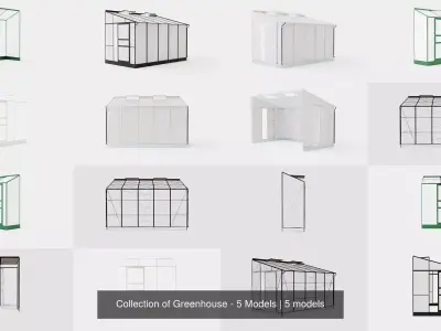 Collection of Greenhouse - 5 Models 3D Model Pack