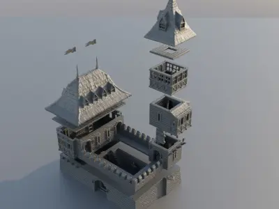 Medieval Guard House Tabletop Terrain 28 mm 3D print model