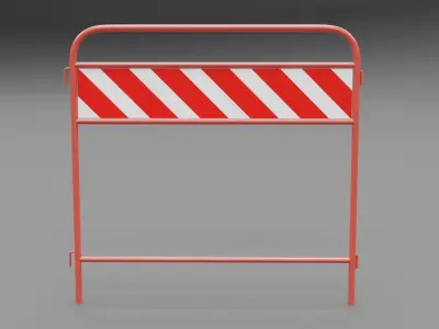 Collection of road barriers - barricade Low-poly 3D model