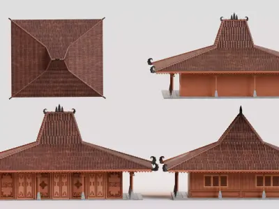 Traditional Houses - Rumah Joglo Sinom Low-poly 3D model