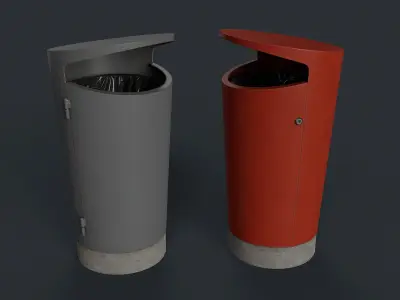 Street Trash Can 10 PBR Game Ready Low-poly 3D model