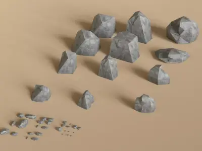 Rocks and Stones Low-poly 3D model