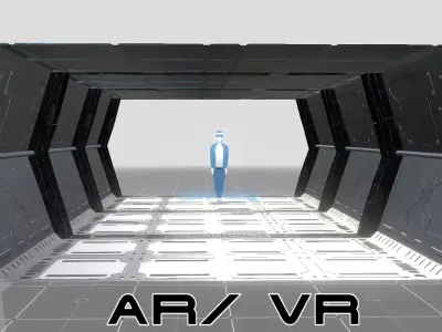 Sci-fi Steel Corridor Low-poly 3D model