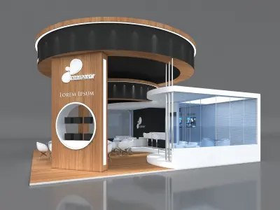 3D Exhibition Booth Stand Stall 9x9m Height 500 cm 3 Side Open 3D model