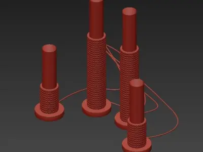 Diesel three candle holders with candle in middle 3D model