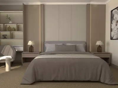 Modern Bedroom Scene 3D model 3D model